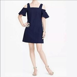 NEW j.crew cold shoulder lined shift dress navy size XXS